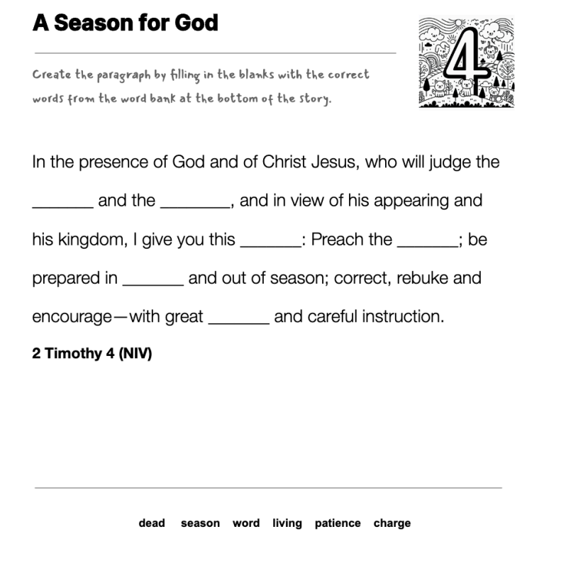 A Season for God fill-in-the-blank